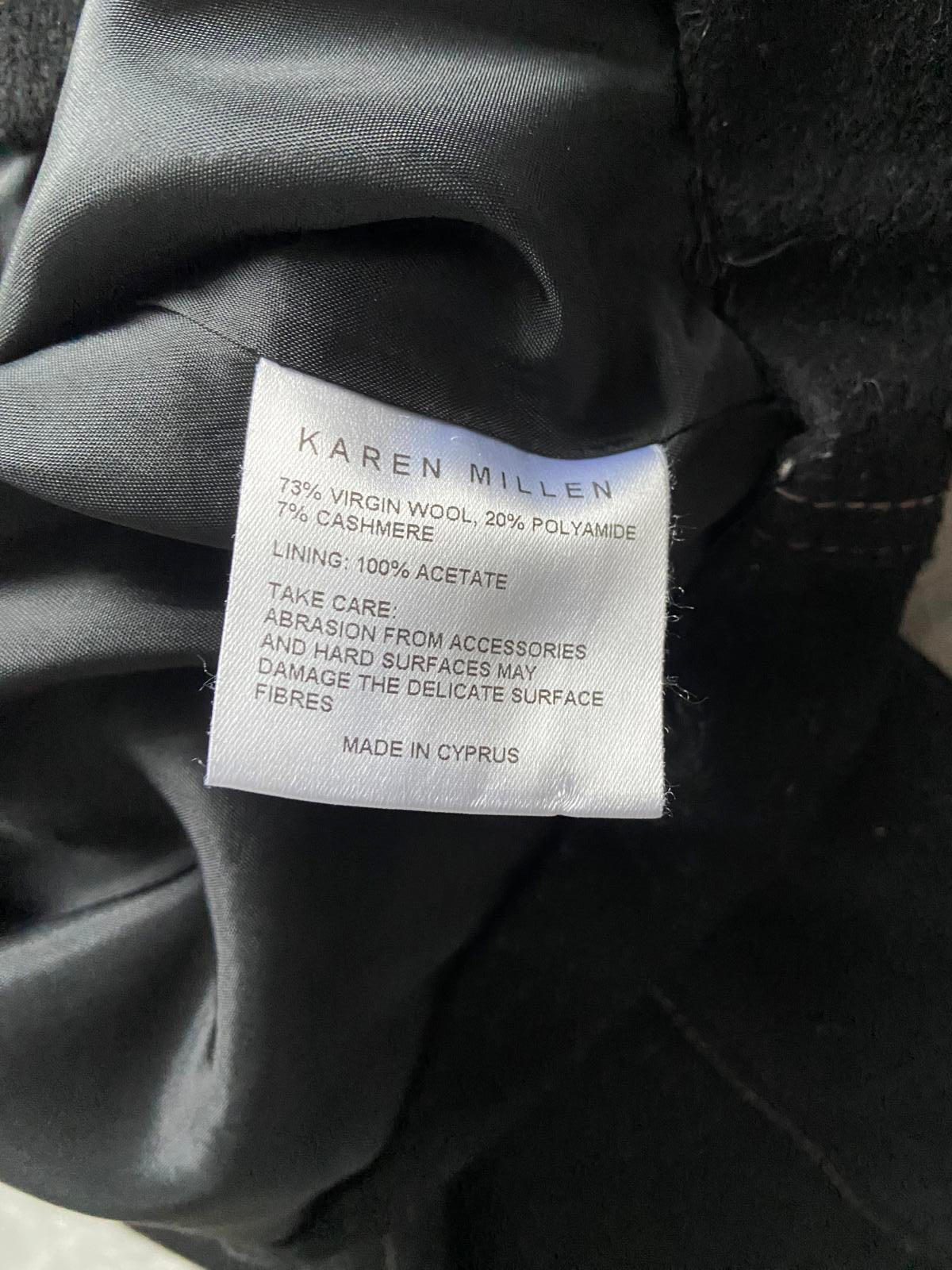 Karen Millen Size 12 Black Virgin Wool Cashmere Blend Mini Skirt A-Line