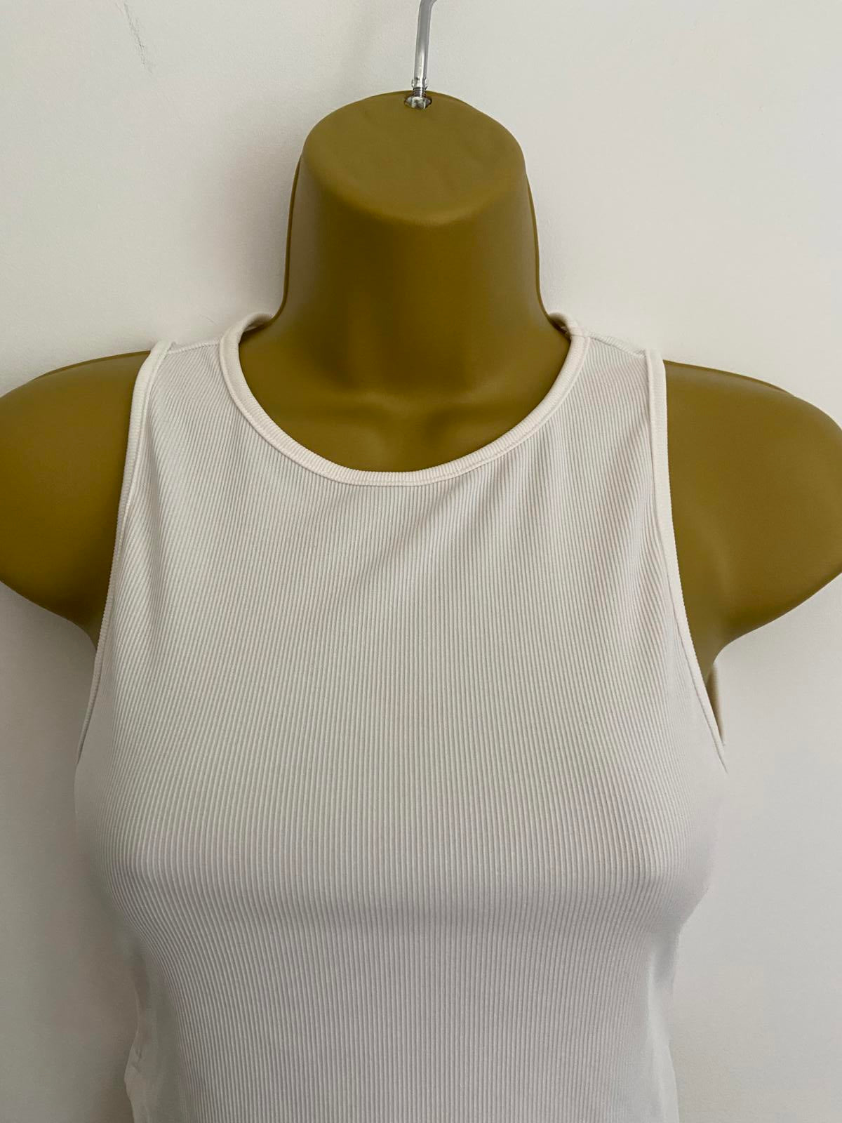 Cider White Ribbed Cropped Vest Top - Size XS