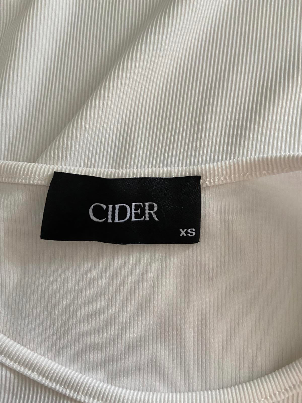Cider White Ribbed Cropped Vest Top - Size XS