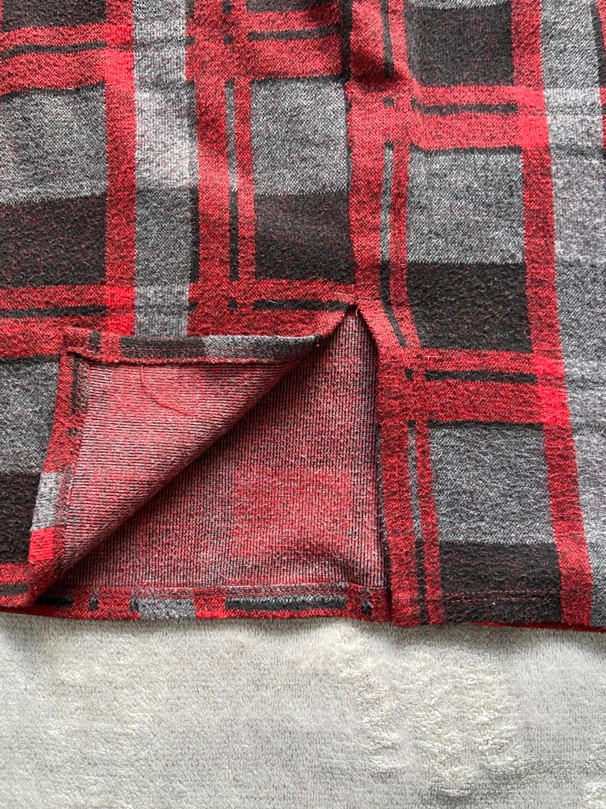 Tu Size 10 Red Grey Checked Pencil Skirt Elasticated Waist Viscose Blend