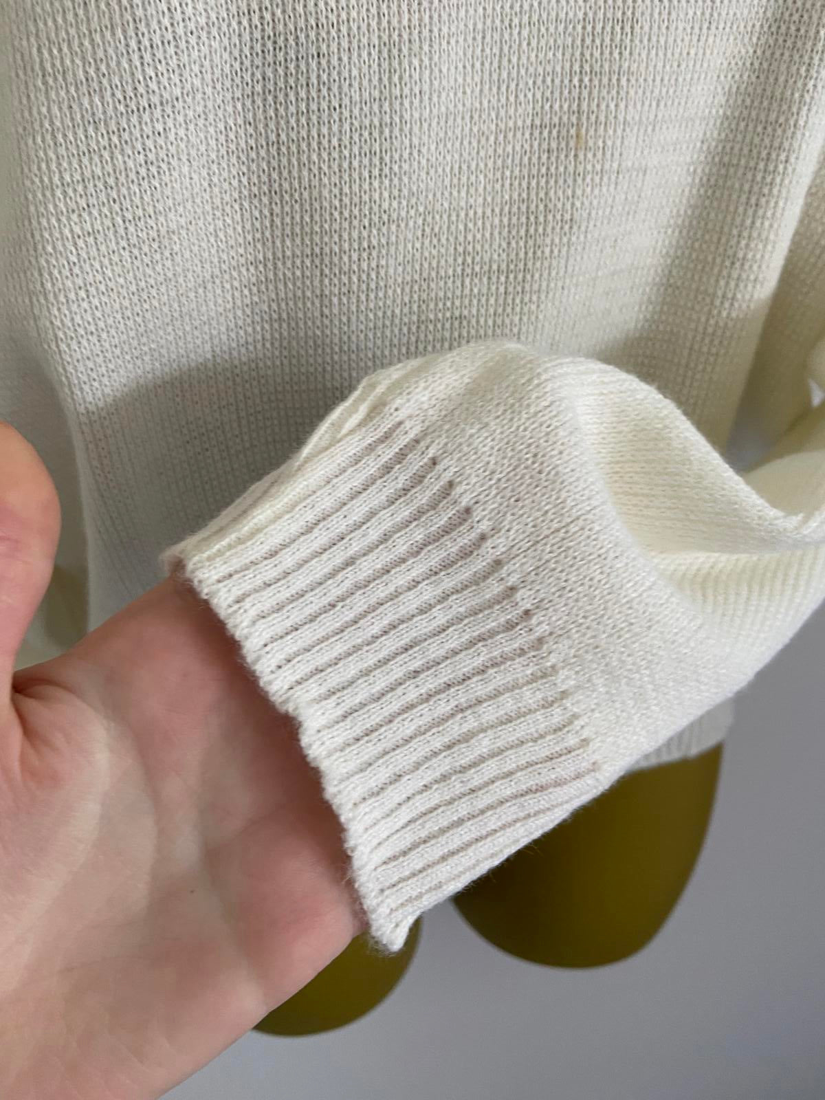 Blue Made In England Cream Small Knitted Polo Neck Lightweight Sweater