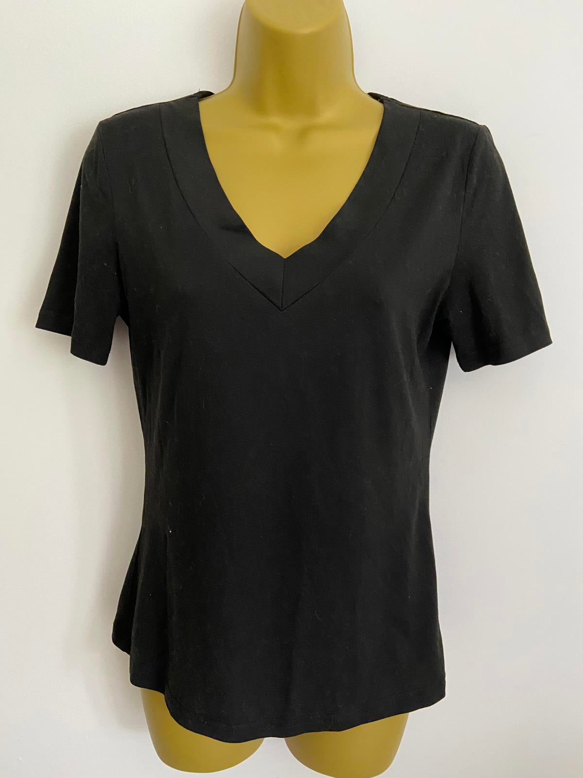 Black V-Neck Short Sleeve T-Shirt - Unbranded, Size Small