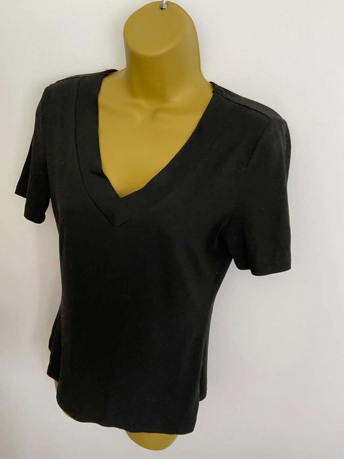 Black V-Neck Short Sleeve T-Shirt - Unbranded, Size Small