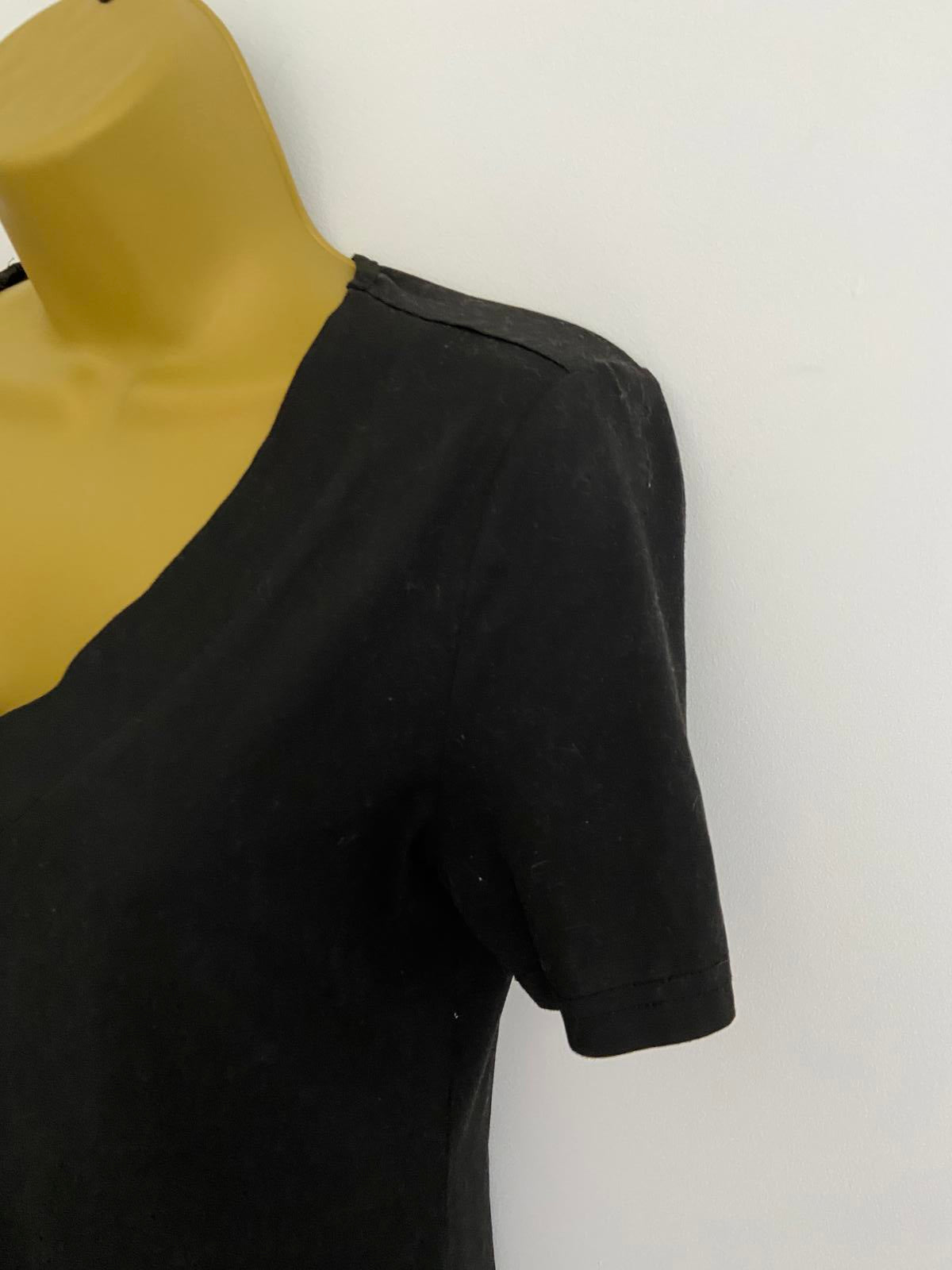 Black V-Neck Short Sleeve T-Shirt - Unbranded, Size Small