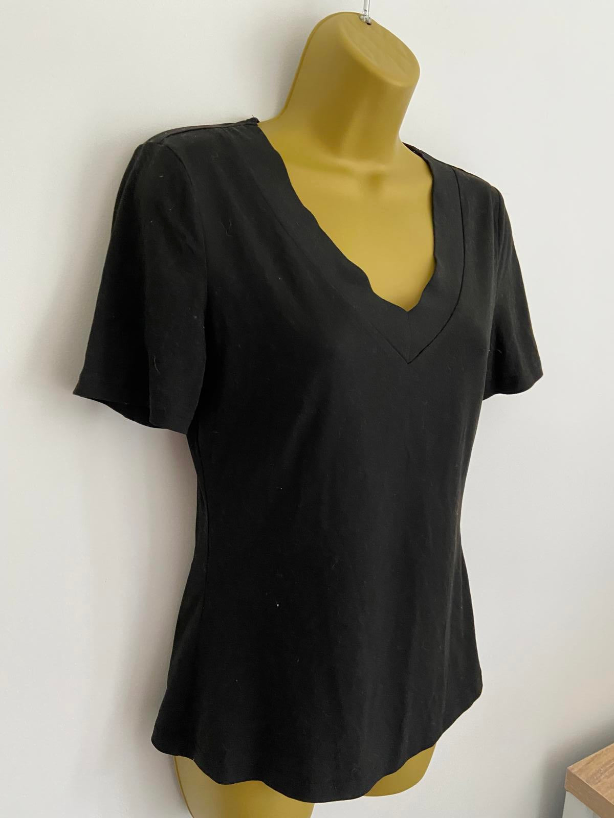 Black V-Neck Short Sleeve T-Shirt - Unbranded, Size Small