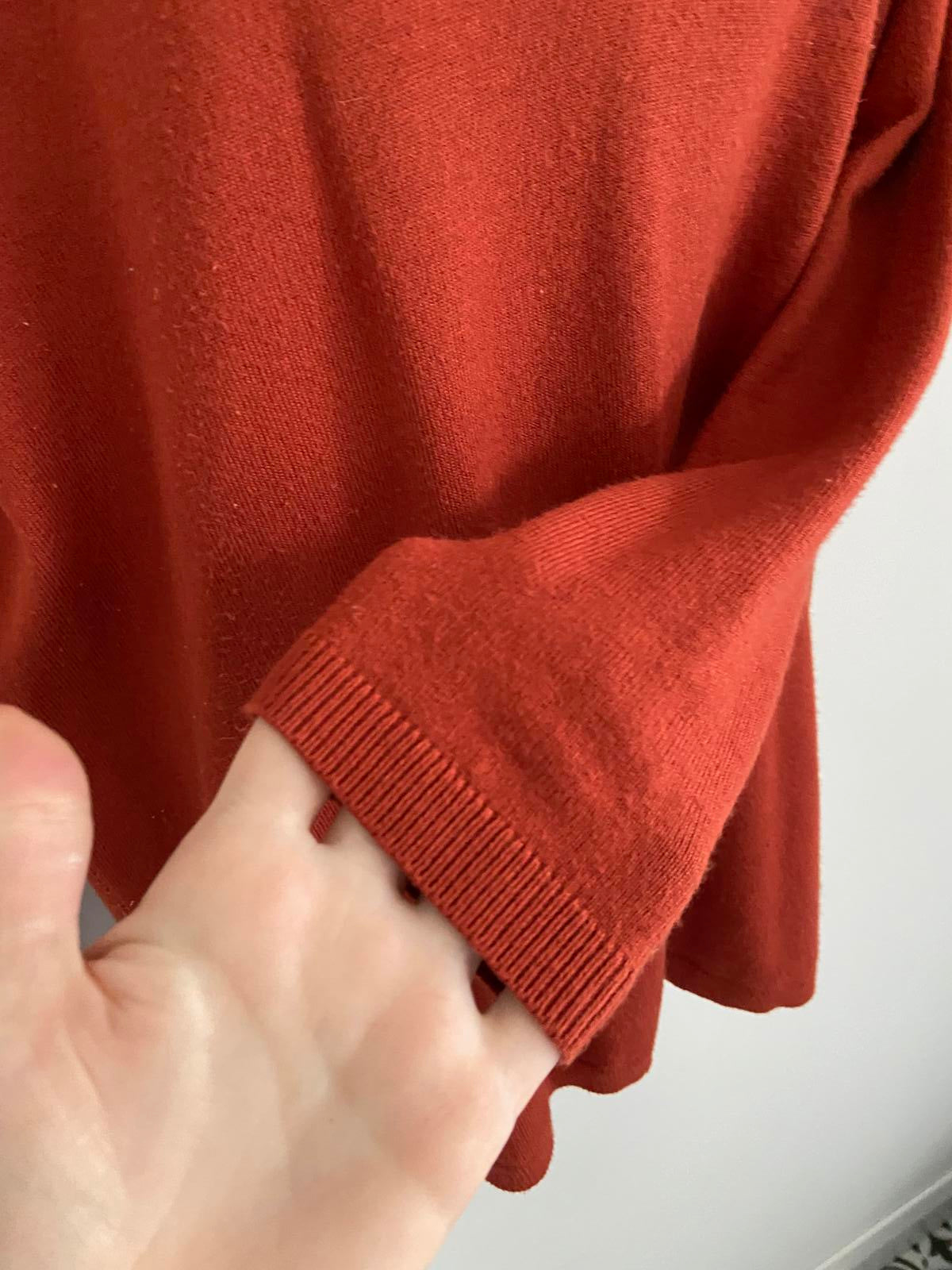 Peacocks Size 8 Burnt Orange V-Neck Jumper Soft Knit Lightweight Pullover