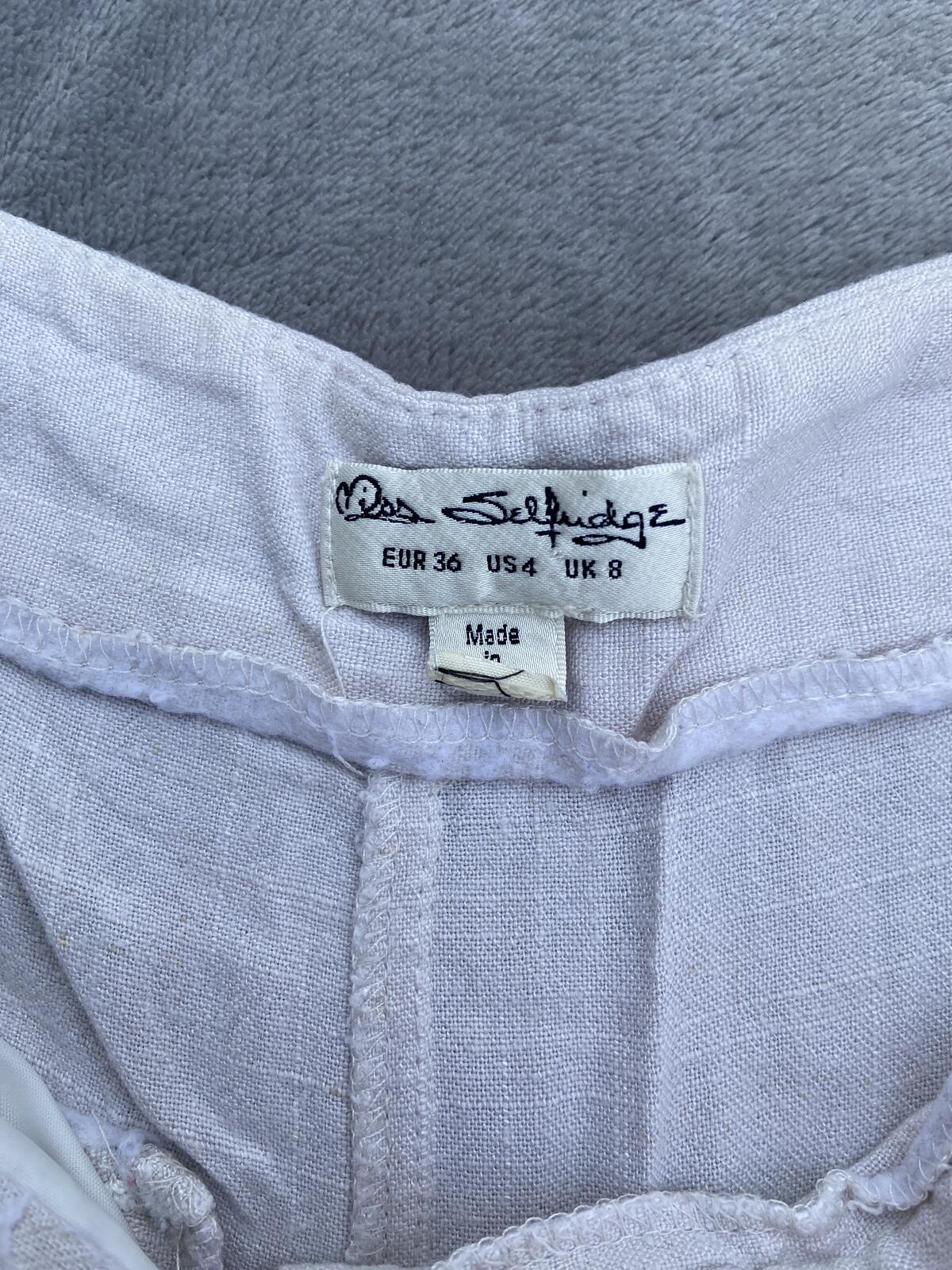 Miss Selfridge Cream Linen Blend Wide Leg Cropped Culotte Trousers Size 8