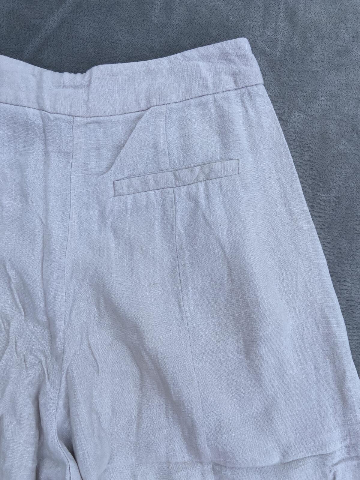Miss Selfridge Cream Linen Blend Wide Leg Cropped Culotte Trousers Size 8