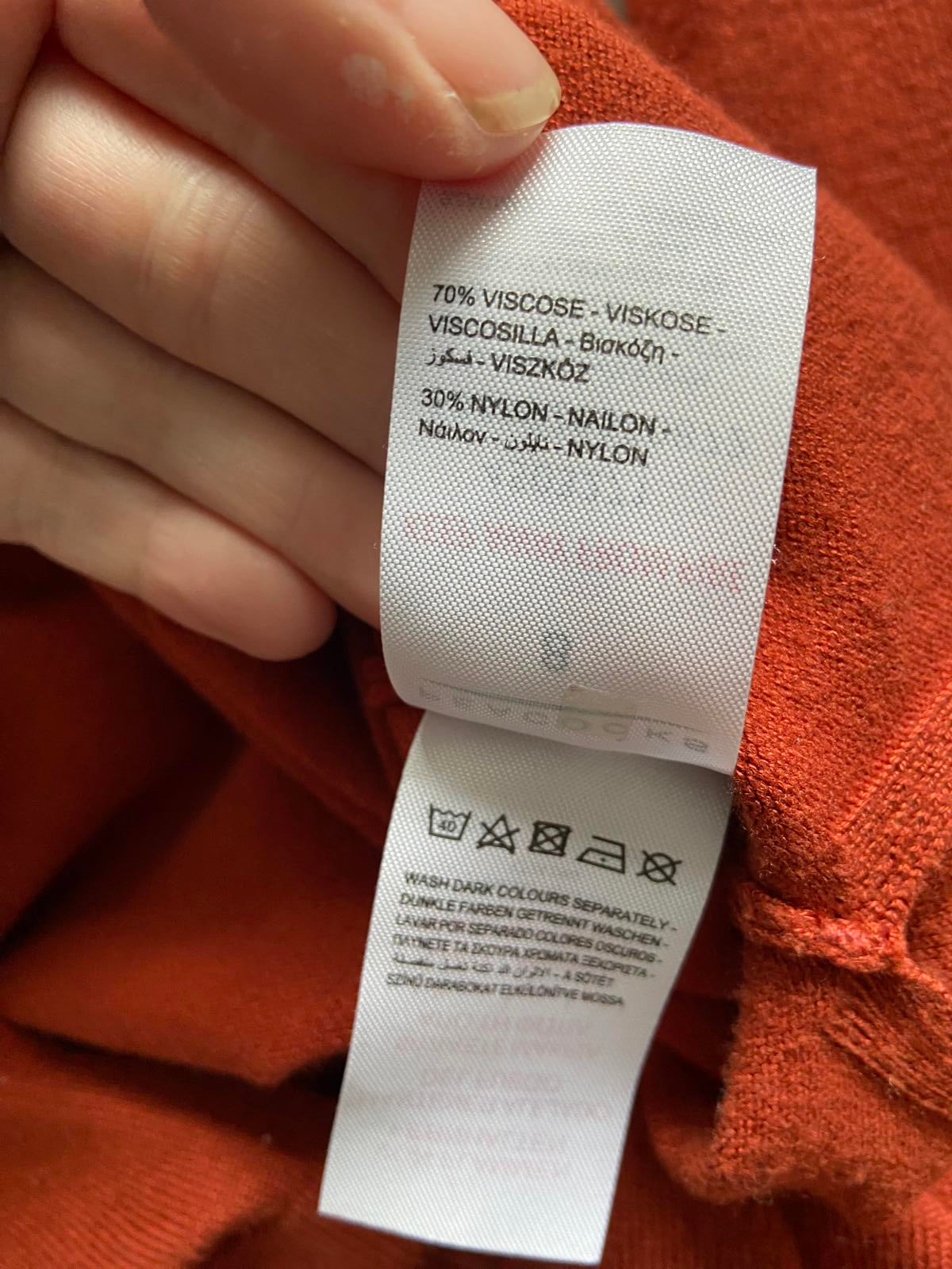 Peacocks Size 8 Burnt Orange V-Neck Jumper Soft Knit Lightweight Pullover