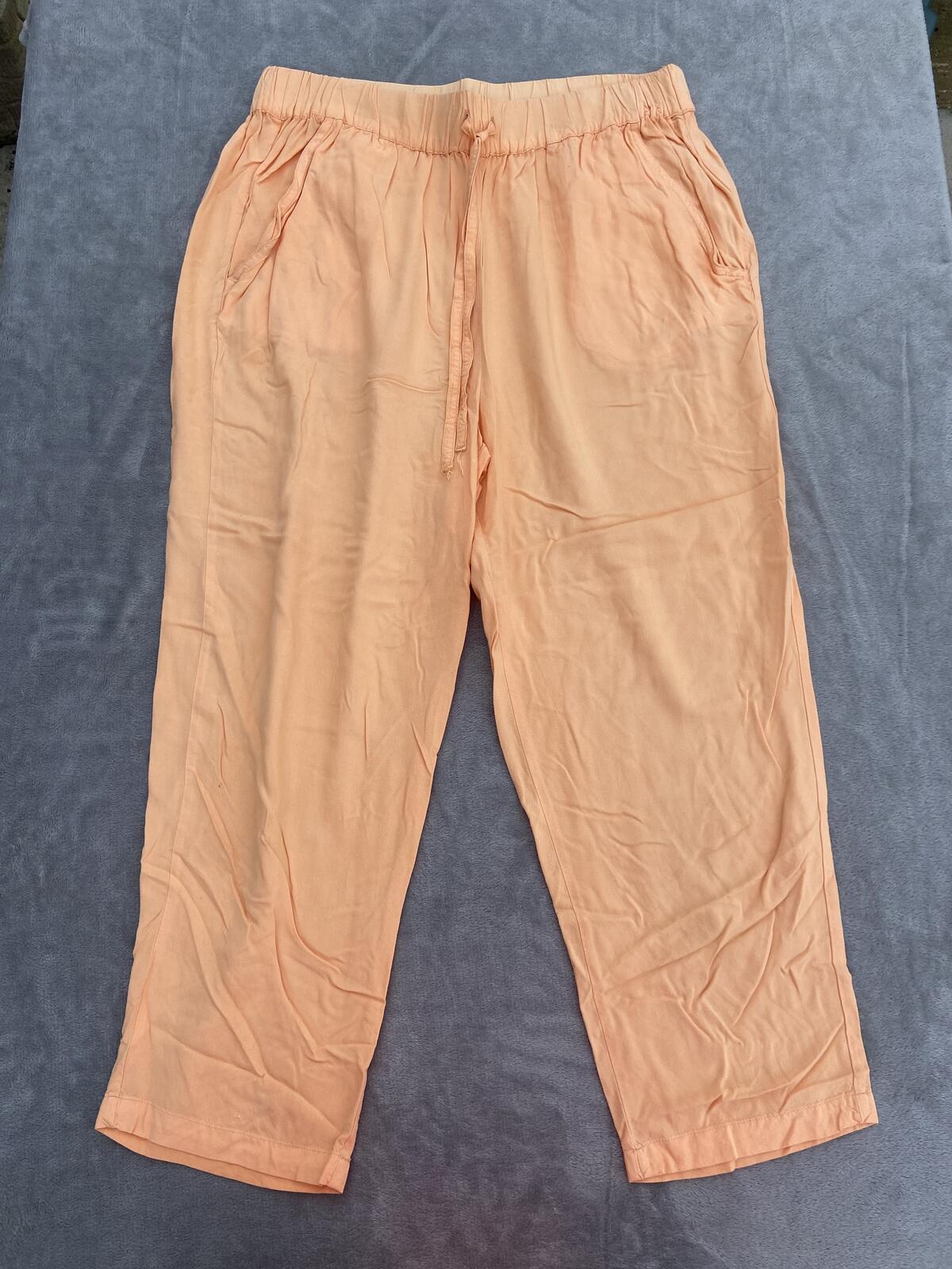Tu Women's Pastel Orange Lightweight 100% Viscose Cropped Trousers Size 12