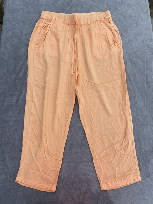 Tu Women's Pastel Orange Lightweight 100% Viscose Cropped Trousers Size 12