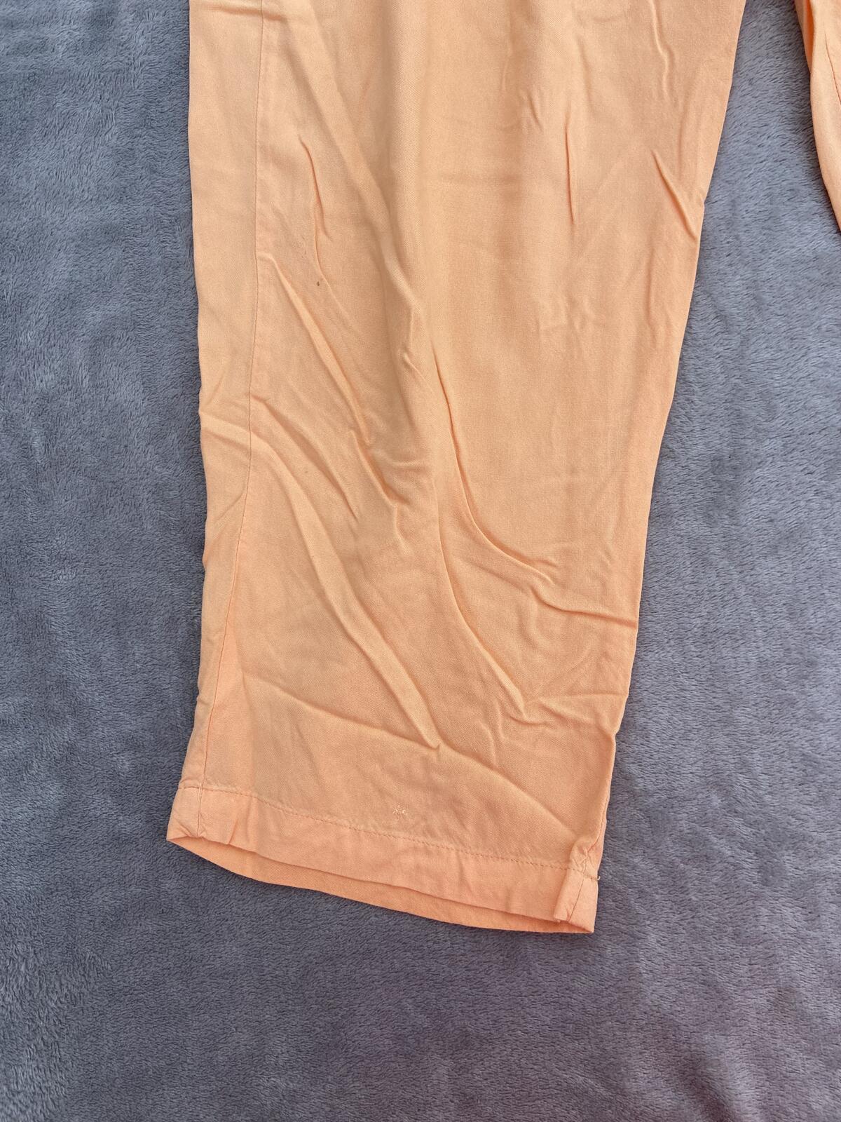 Tu Women's Pastel Orange Lightweight 100% Viscose Cropped Trousers Size 12