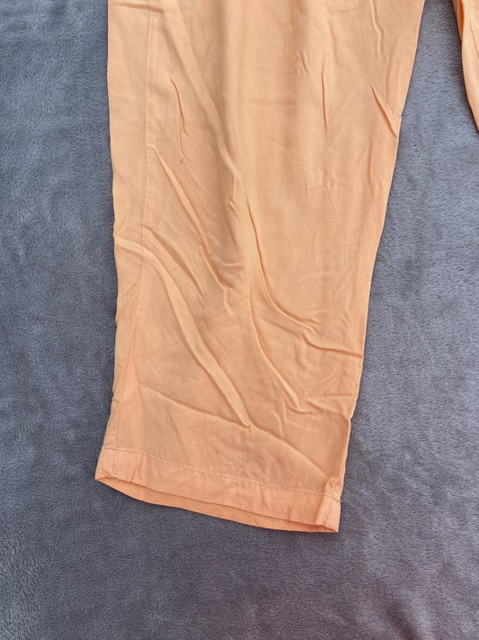 Tu Women's Pastel Orange Lightweight 100% Viscose Cropped Trousers Size 12