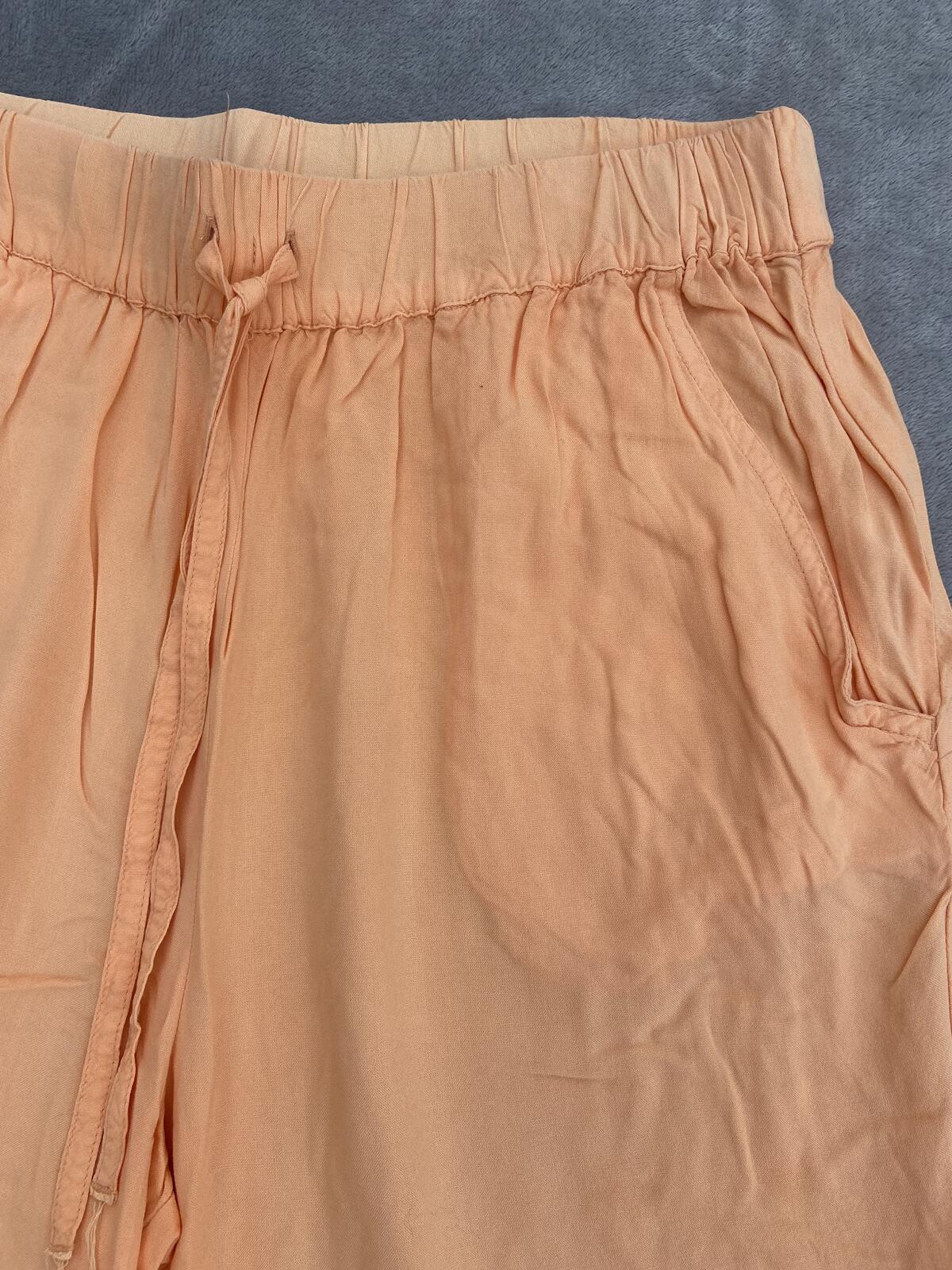 Tu Women's Pastel Orange Lightweight 100% Viscose Cropped Trousers Size 12