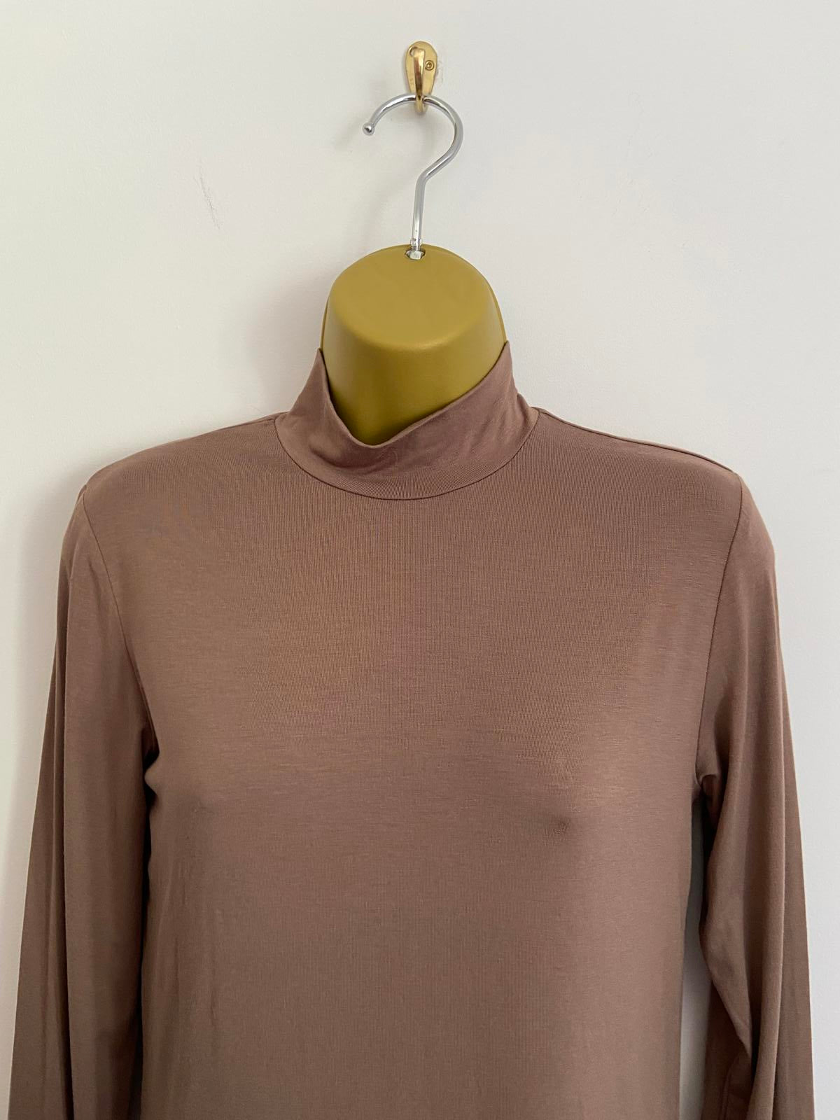 Cider Brown Mock Turtleneck Top - Long Sleeve, Size Small