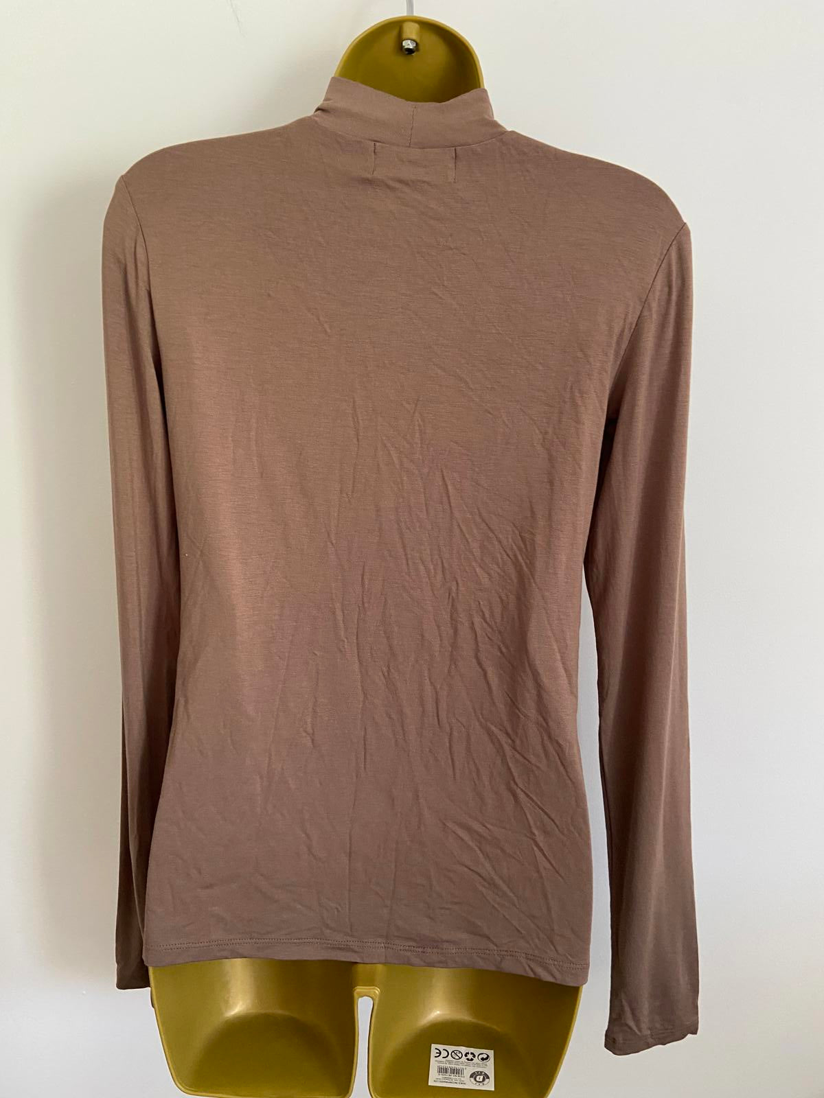 Cider Brown Mock Turtleneck Top - Long Sleeve, Size Small