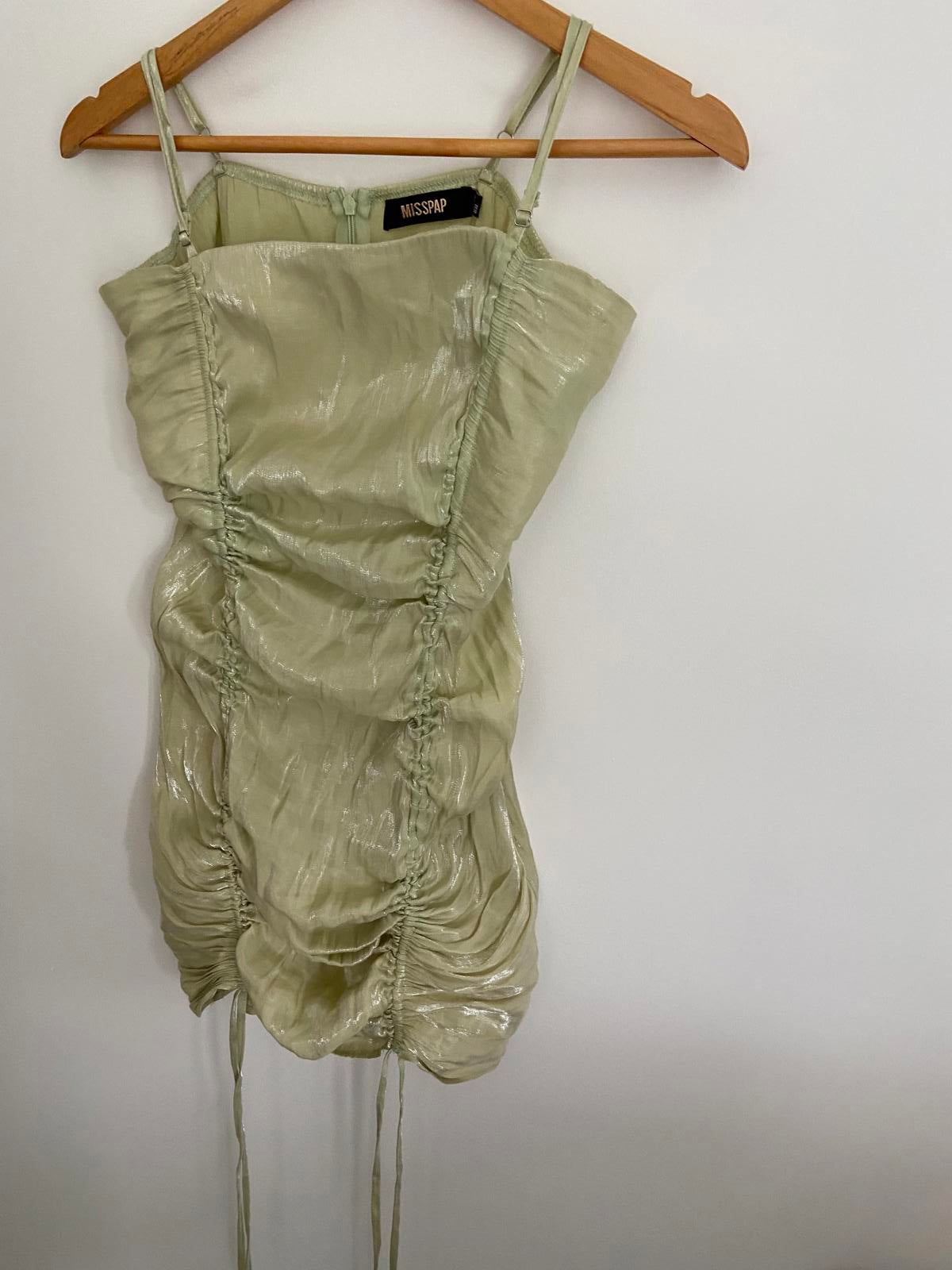 MissPap Mint Green Ruched Mini Dress - Size UK 10