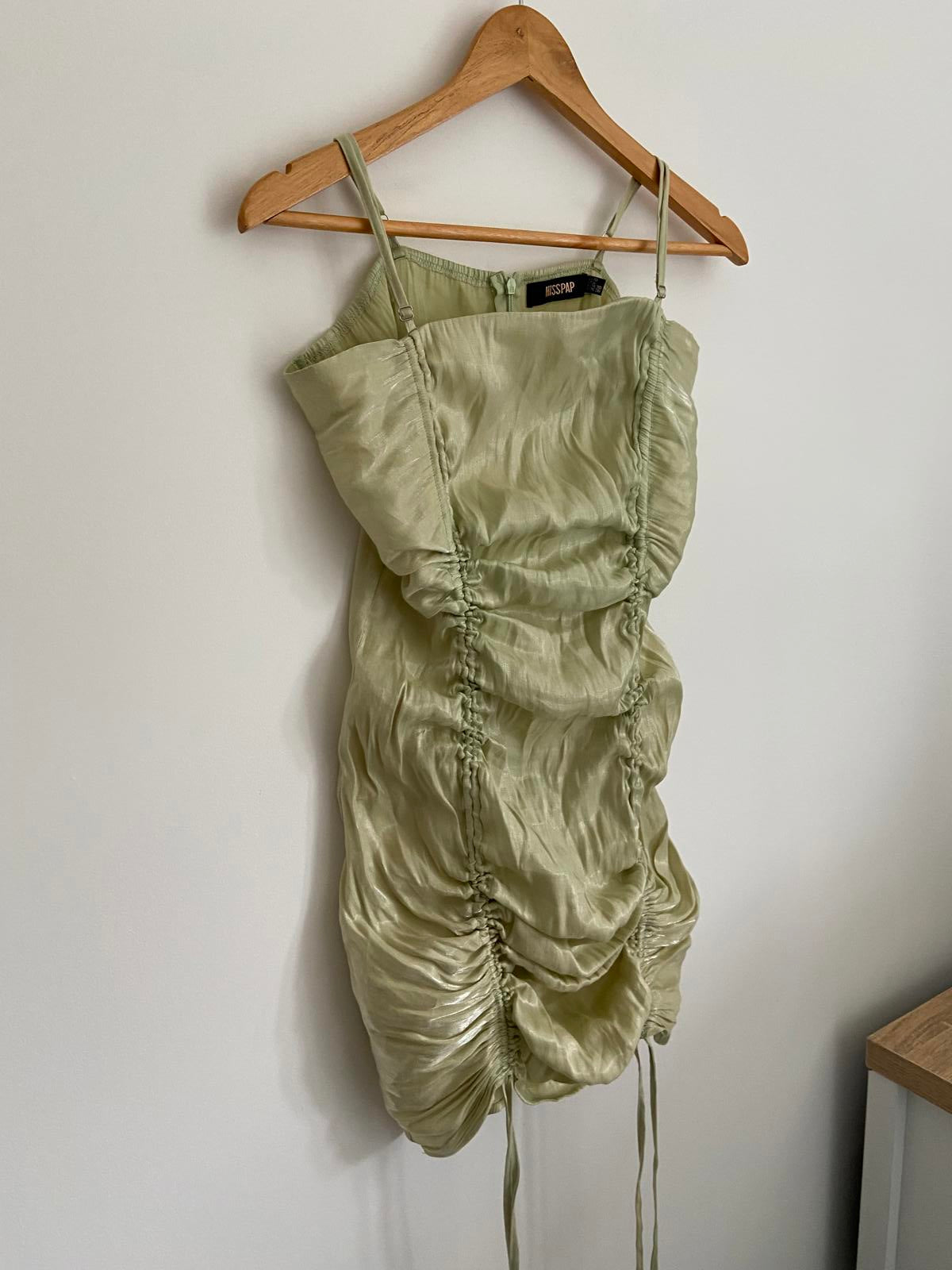 MissPap Mint Green Ruched Mini Dress - Size UK 10