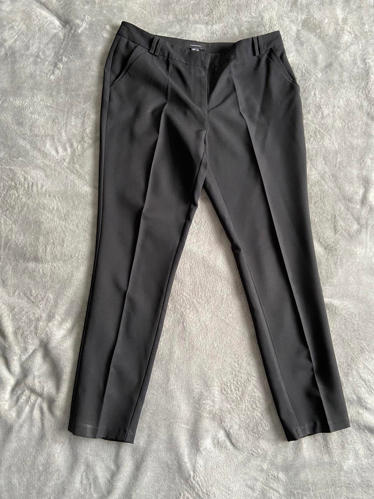 Atmosphere Size 12 Black Tapered Smart Trousers Pockets Office Wear Leg 71cm