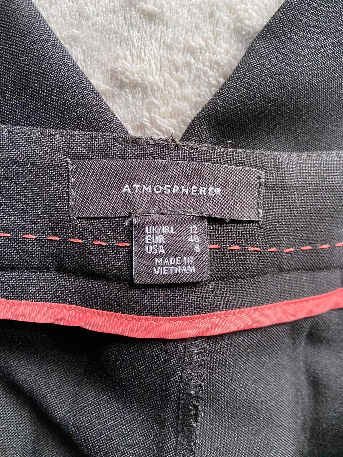 Atmosphere Size 12 Black Tapered Smart Trousers Pockets Office Wear Leg 71cm