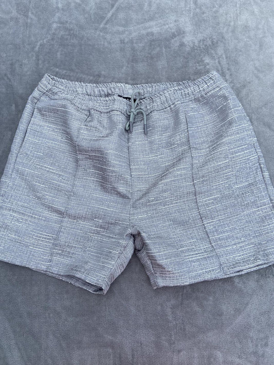 BoohooMAN Men's Grey Silver Textured Shorts - Size 2XL