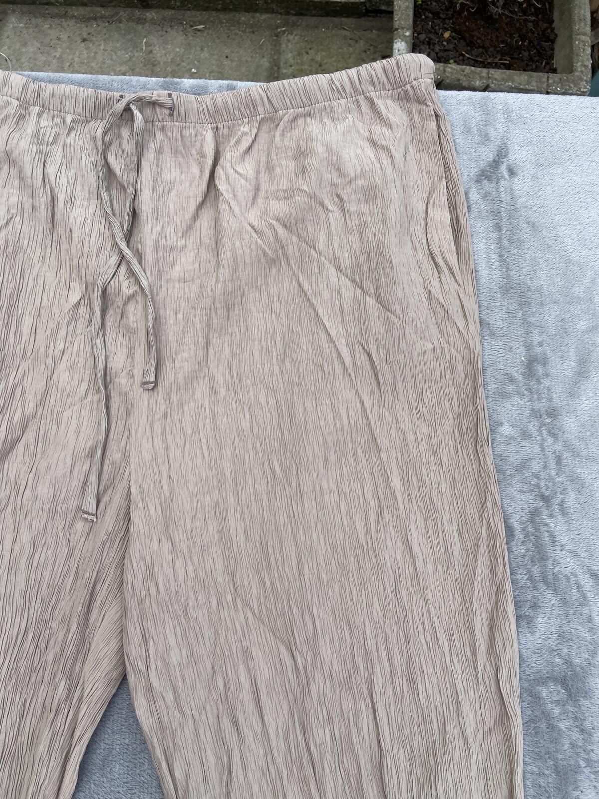 Papaya Golden Brown Crinkle Wide Leg Trousers - Size 14