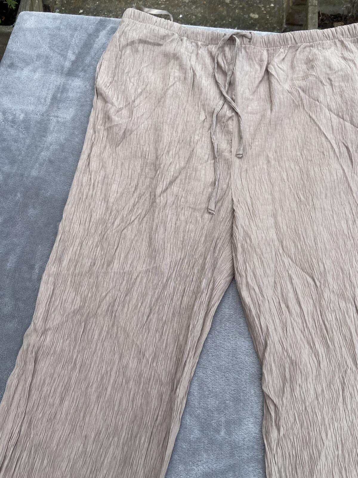 Papaya Golden Brown Crinkle Wide Leg Trousers - Size 14