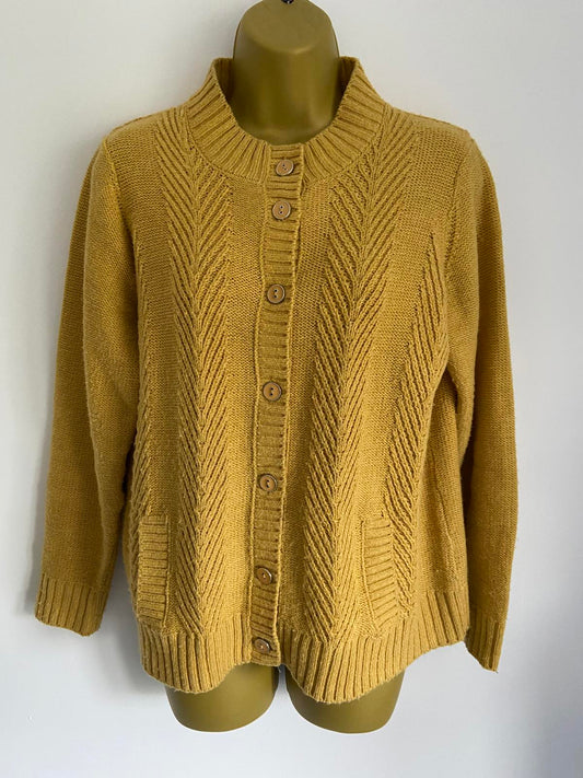 Honor Millburn Size 10-12 Mustard Yellow Chunky Knit Cardigan Pockets Warm