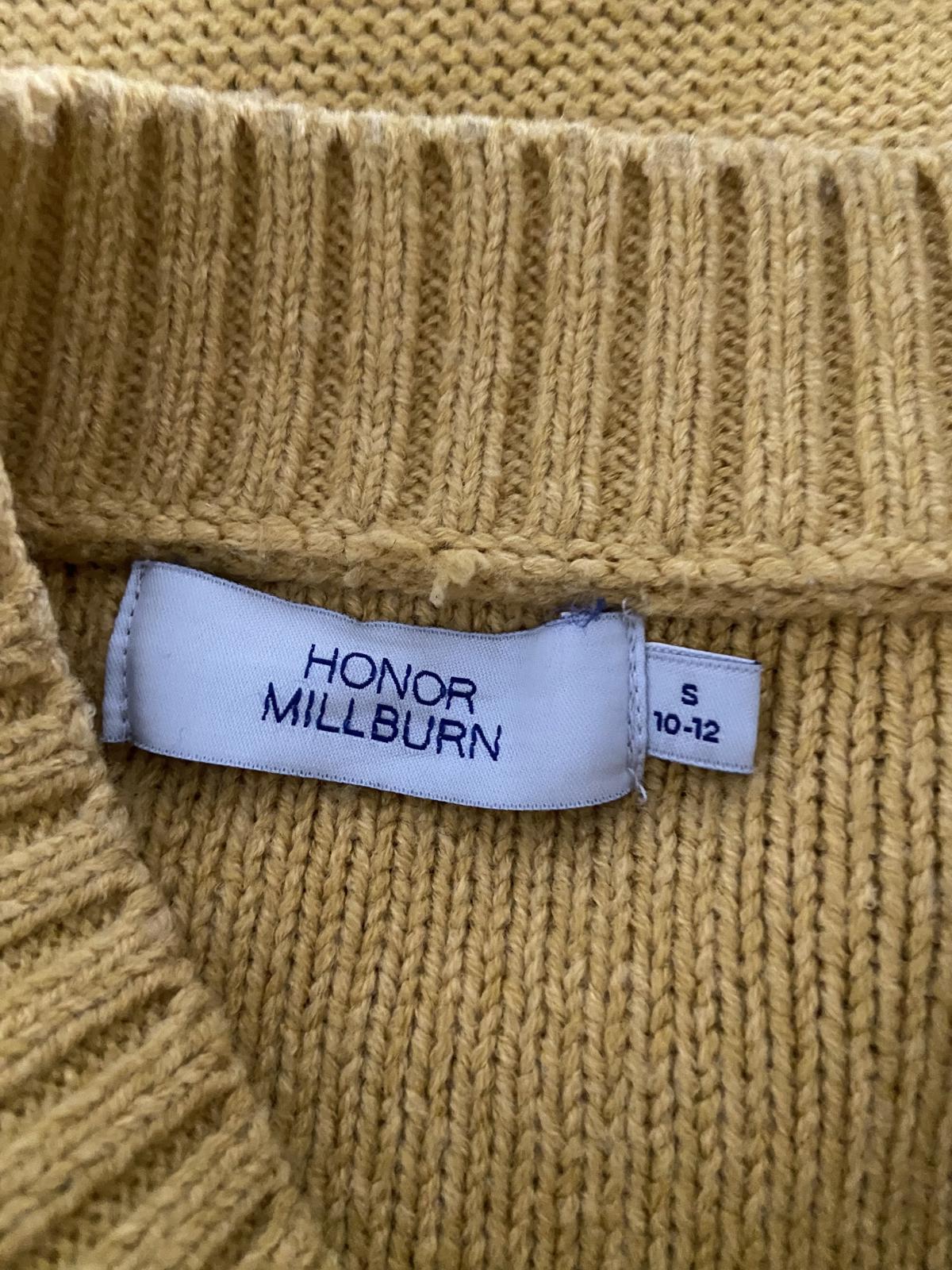 Honor Millburn Size 10-12 Mustard Yellow Chunky Knit Cardigan Pockets Warm