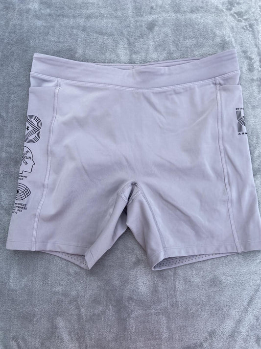 Under Armour Ladies Grey Run Your Mind On Track Biker Shorts Size Large