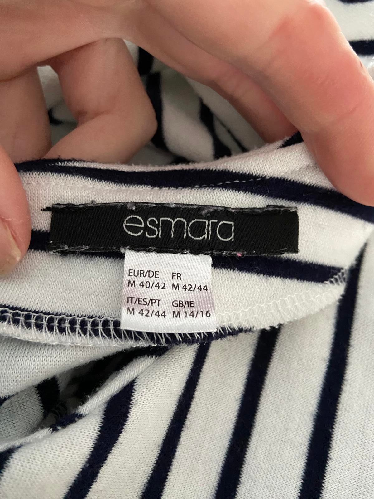 Esmara Size Medium White & Black Striped T-Shirt Dress Zip Back Mini Dress