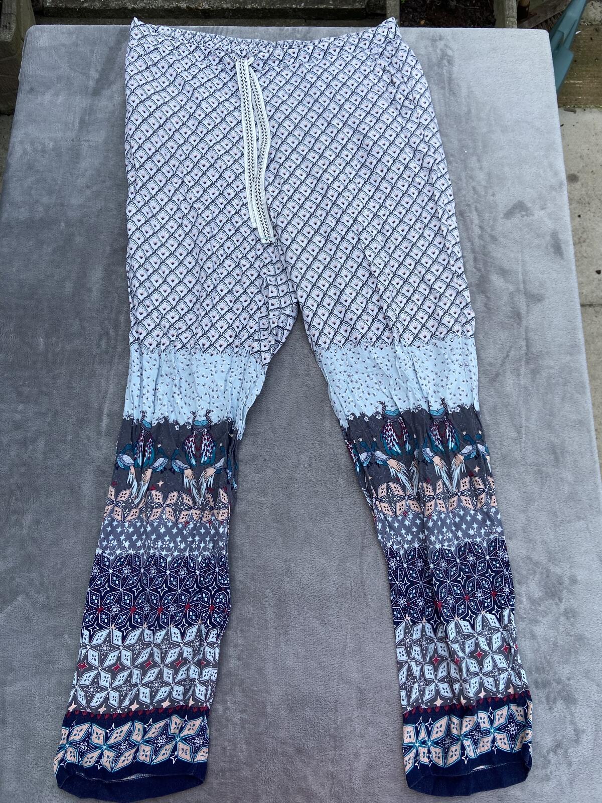White Stuff Women’s Boho Pattern Pyjama Bottoms Size Medium Lounge Pants