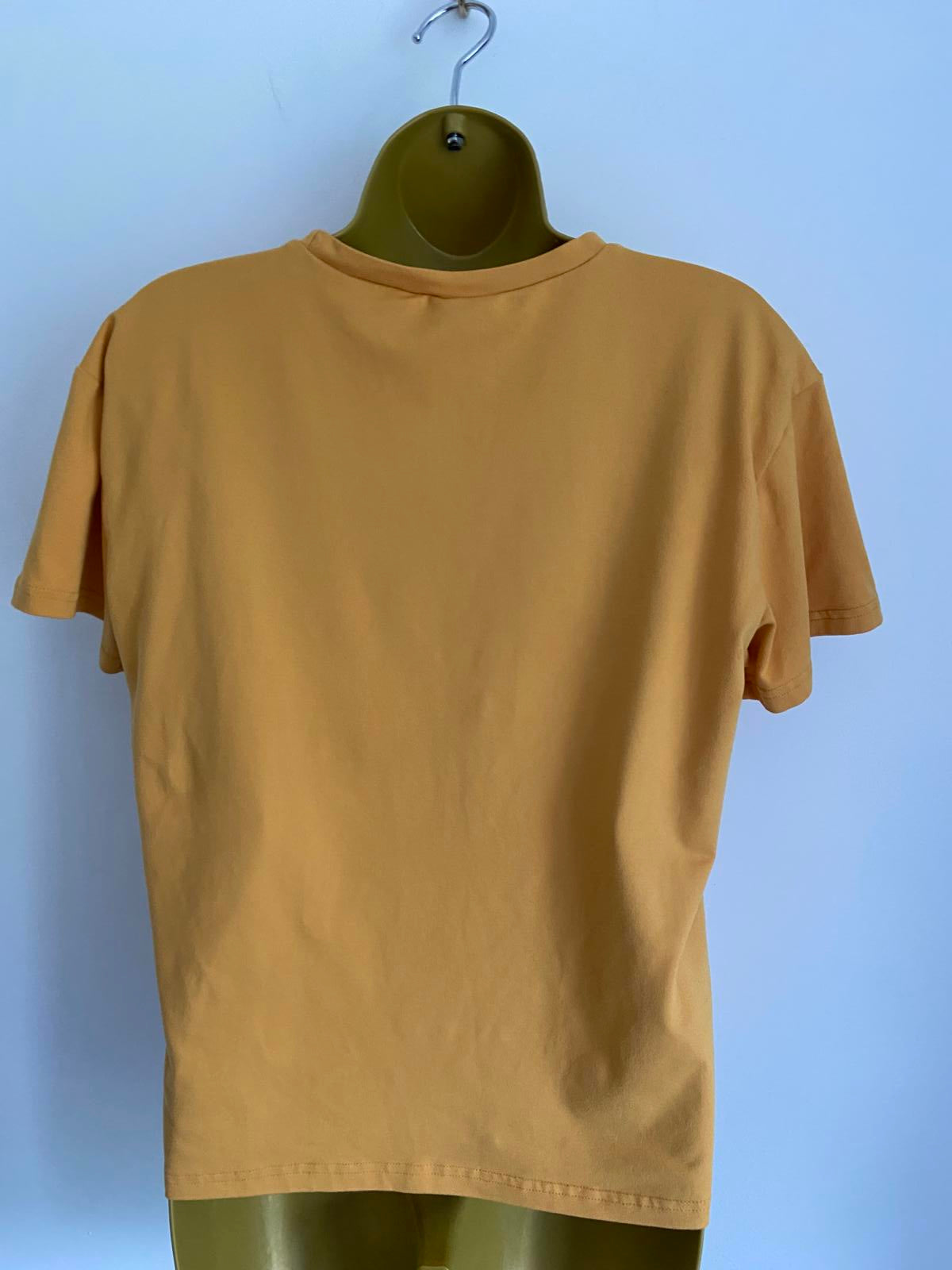Age 13-14 Years Mustard Yellow Smile Graphic T-Shirt Short Sleeve Casual Top