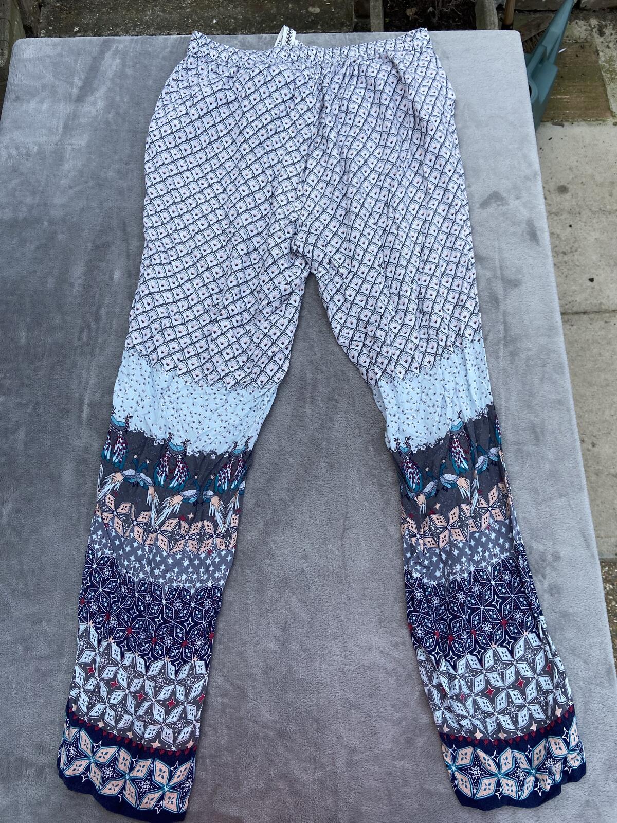 White Stuff Women’s Boho Pattern Pyjama Bottoms Size Medium Lounge Pants