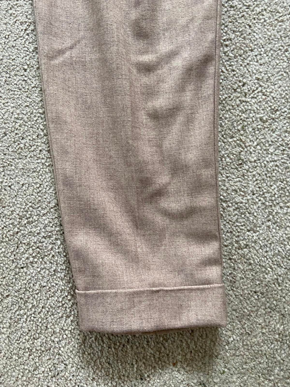 F&F Size 12 Light Brown Linen-Style Trousers with Button Pockets