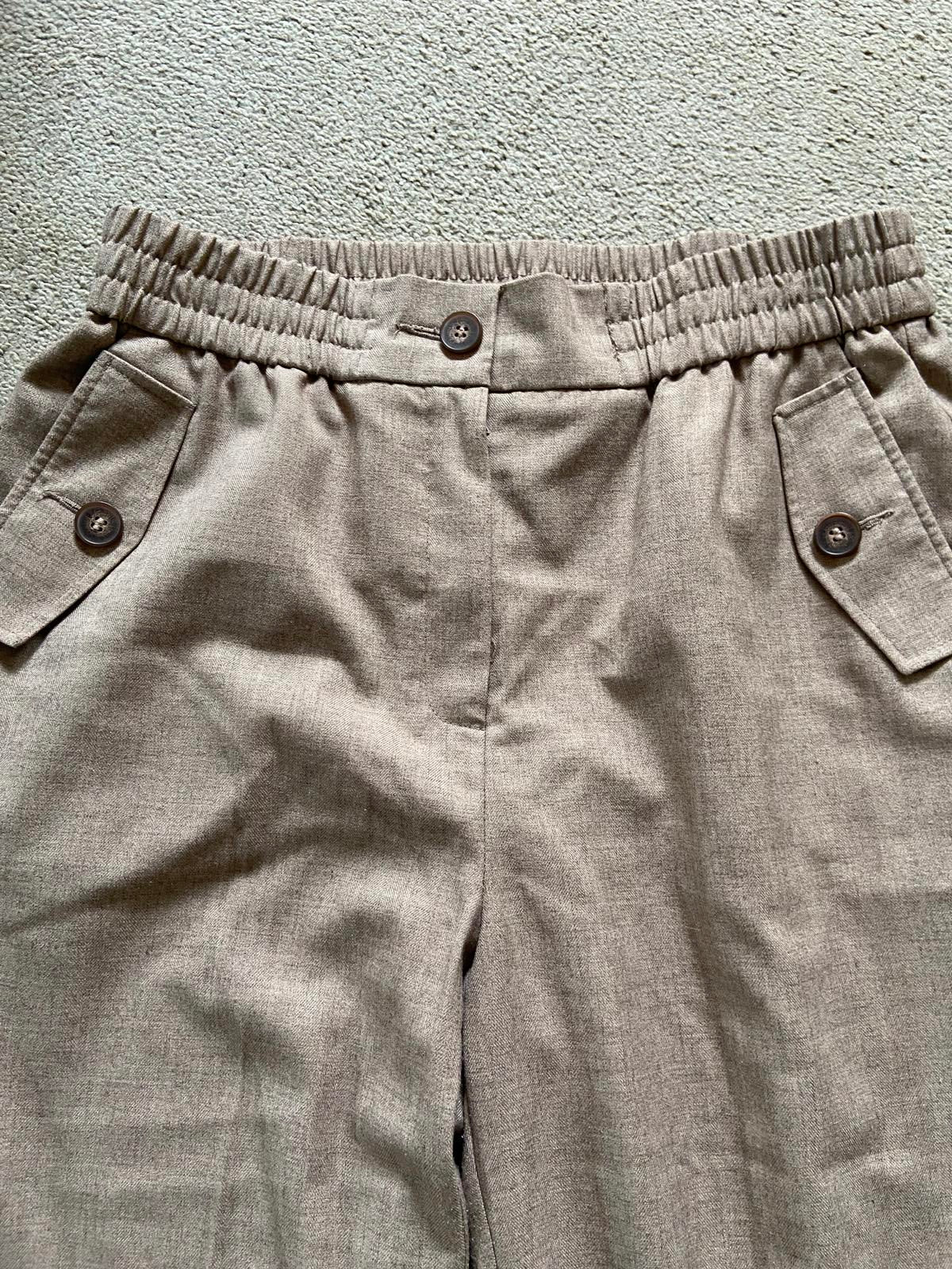 F&F Size 12 Light Brown Linen-Style Trousers with Button Pockets