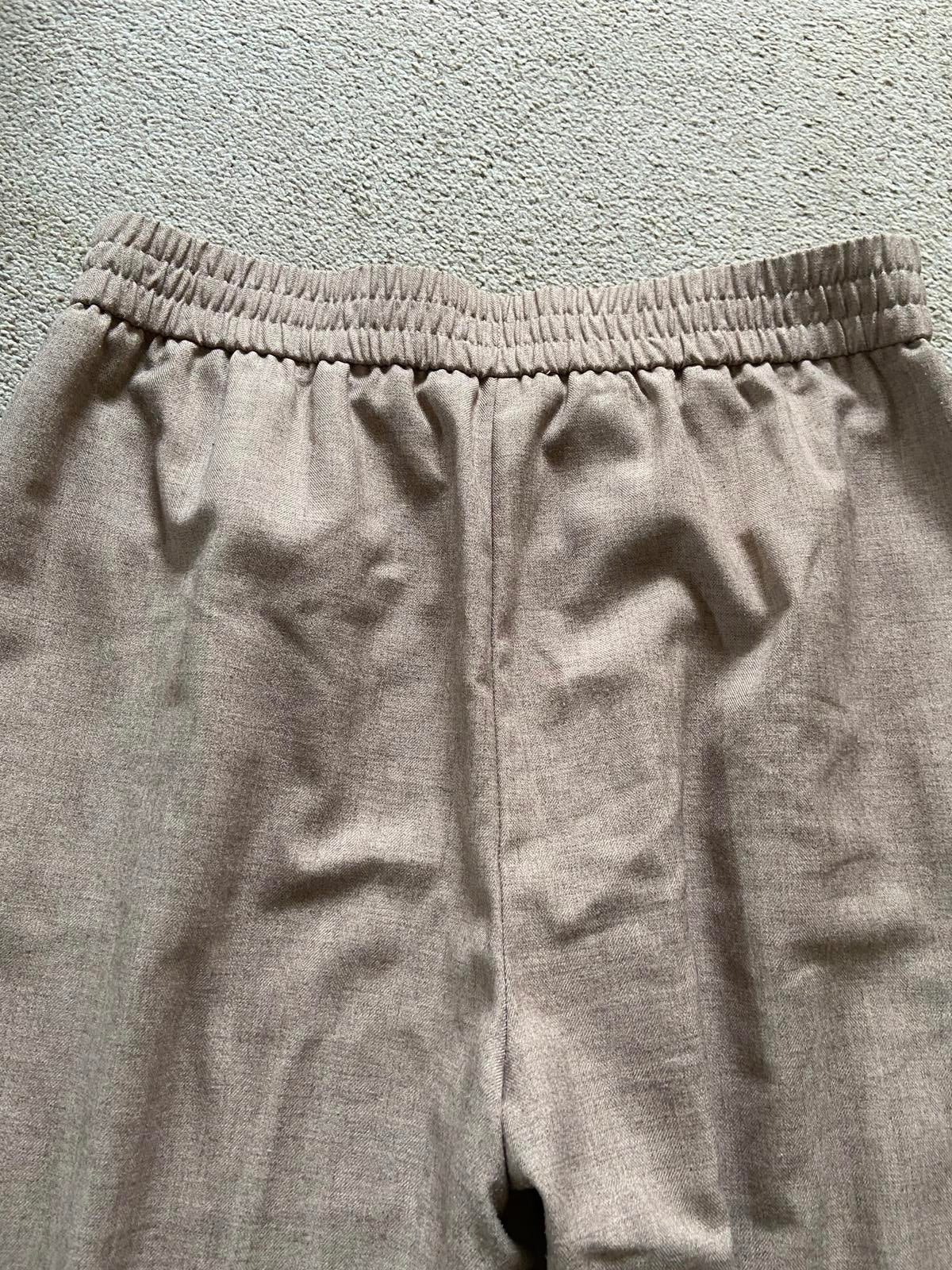 F&F Size 12 Light Brown Linen-Style Trousers with Button Pockets