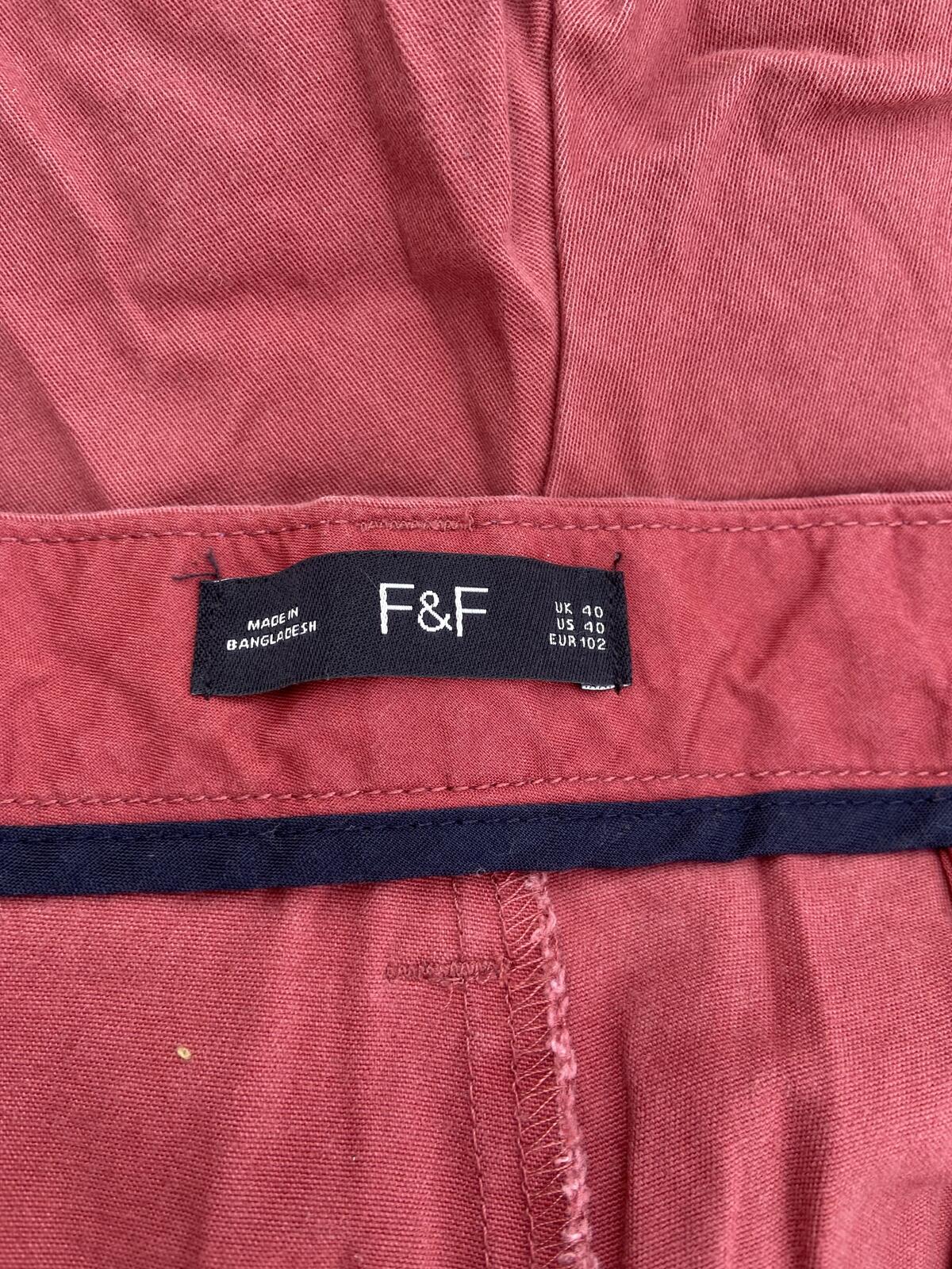 F&F Men’s Red Cotton Chino Shorts Size 40 Casual Summer Smart