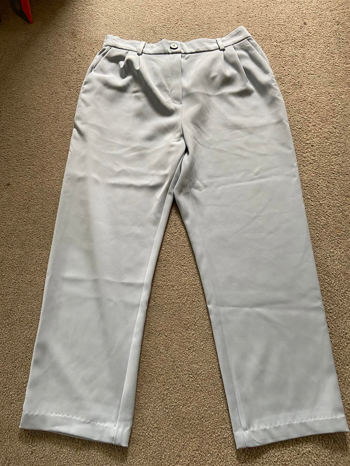 F&F Size 12 Light Blue Trousers Elasticated Waist 62cm Inside Leg