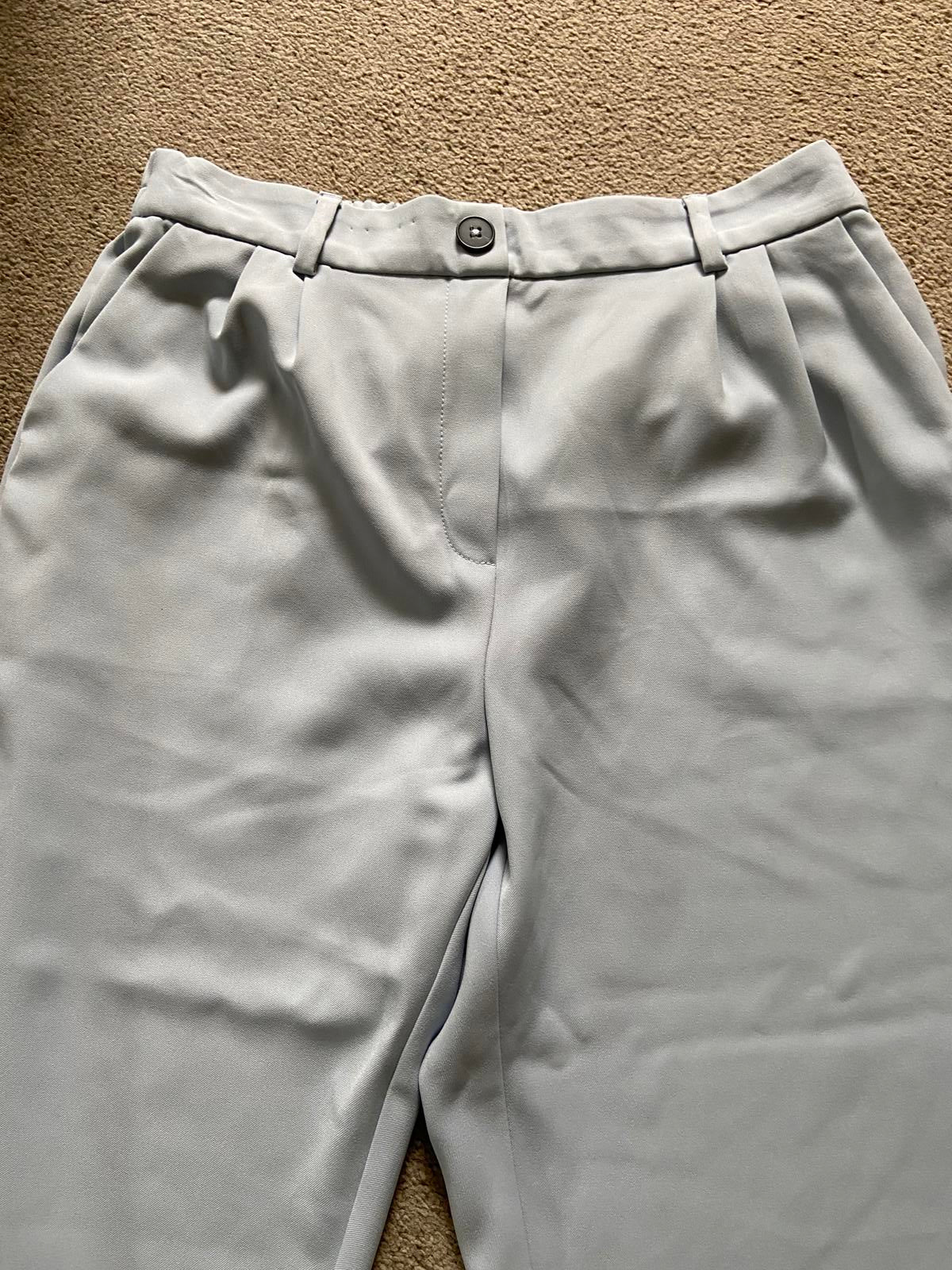 F&F Size 12 Light Blue Trousers Elasticated Waist 62cm Inside Leg