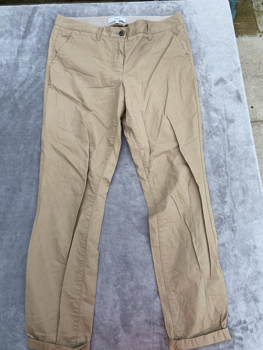 Next Camel Brown 100% Cotton Lightweight Turn-Up Chino Trousers - Size 10