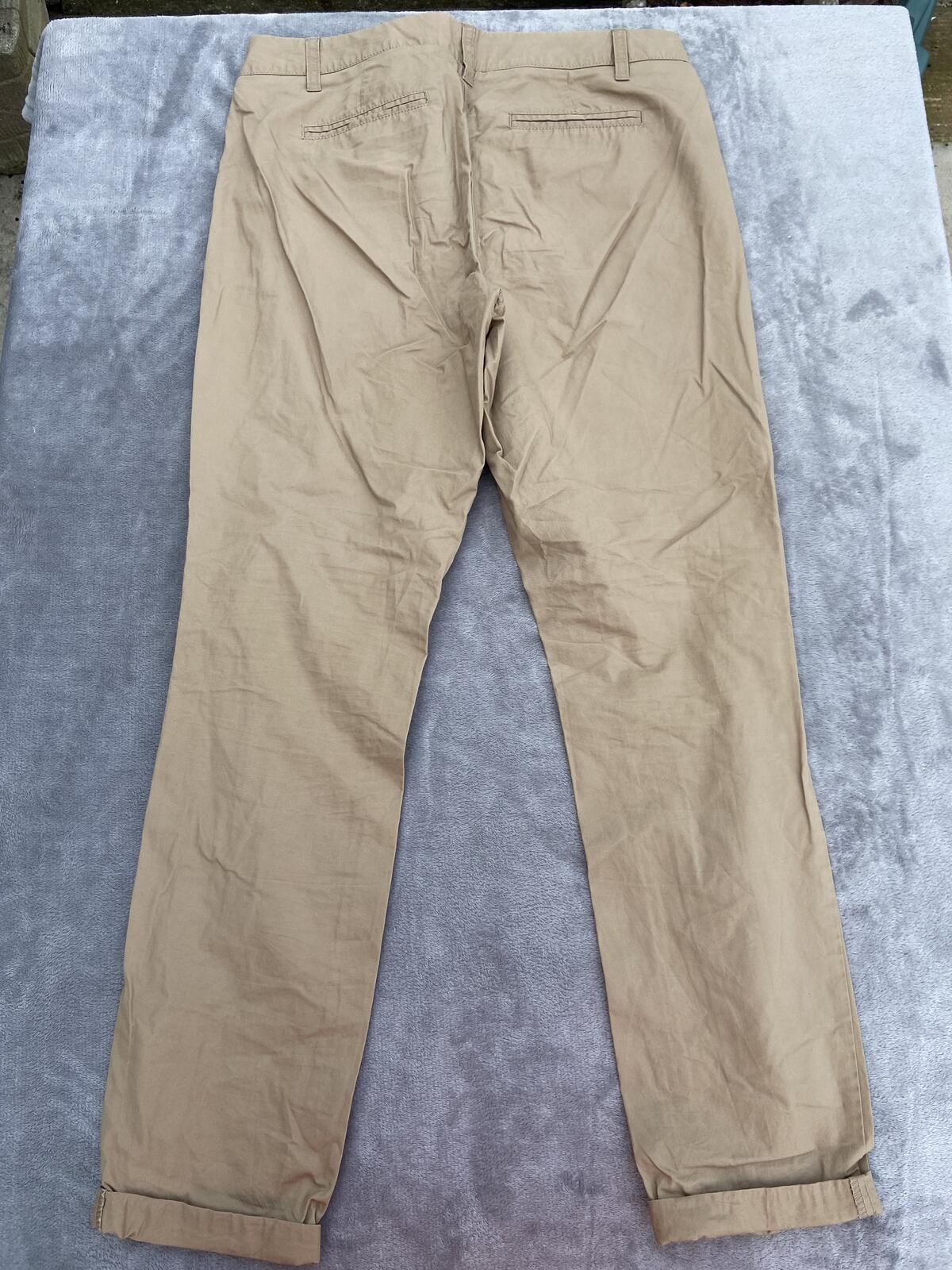 Next Camel Brown 100% Cotton Lightweight Turn-Up Chino Trousers - Size 10