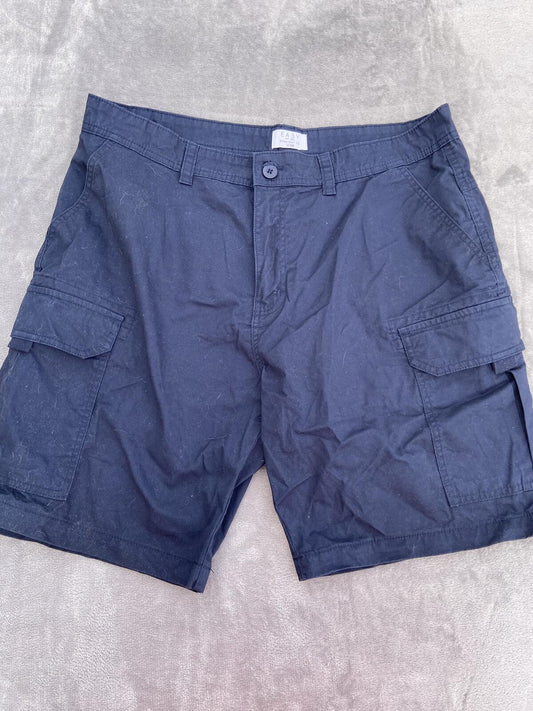 Matalan Easy Men's Navy Blue Cotton Multi-Pocket Cargo Shorts - Size 38"