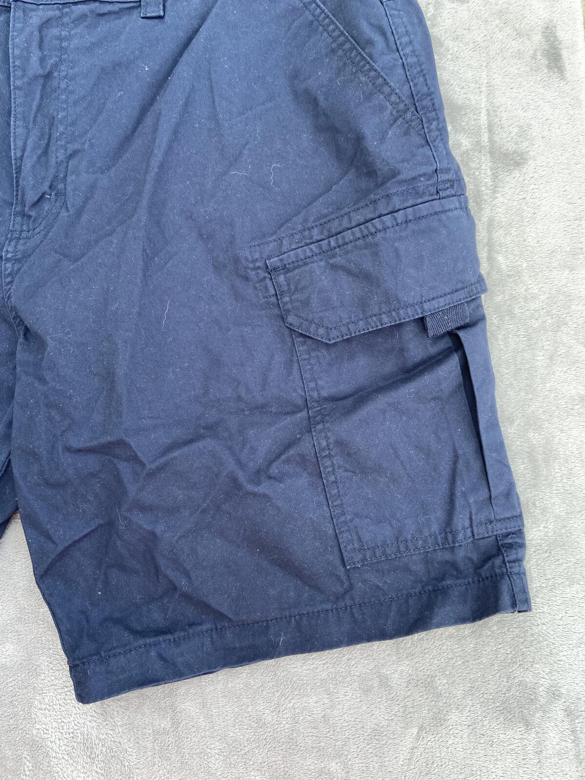 Matalan Easy Men's Navy Blue Cotton Multi-Pocket Cargo Shorts - Size 38"