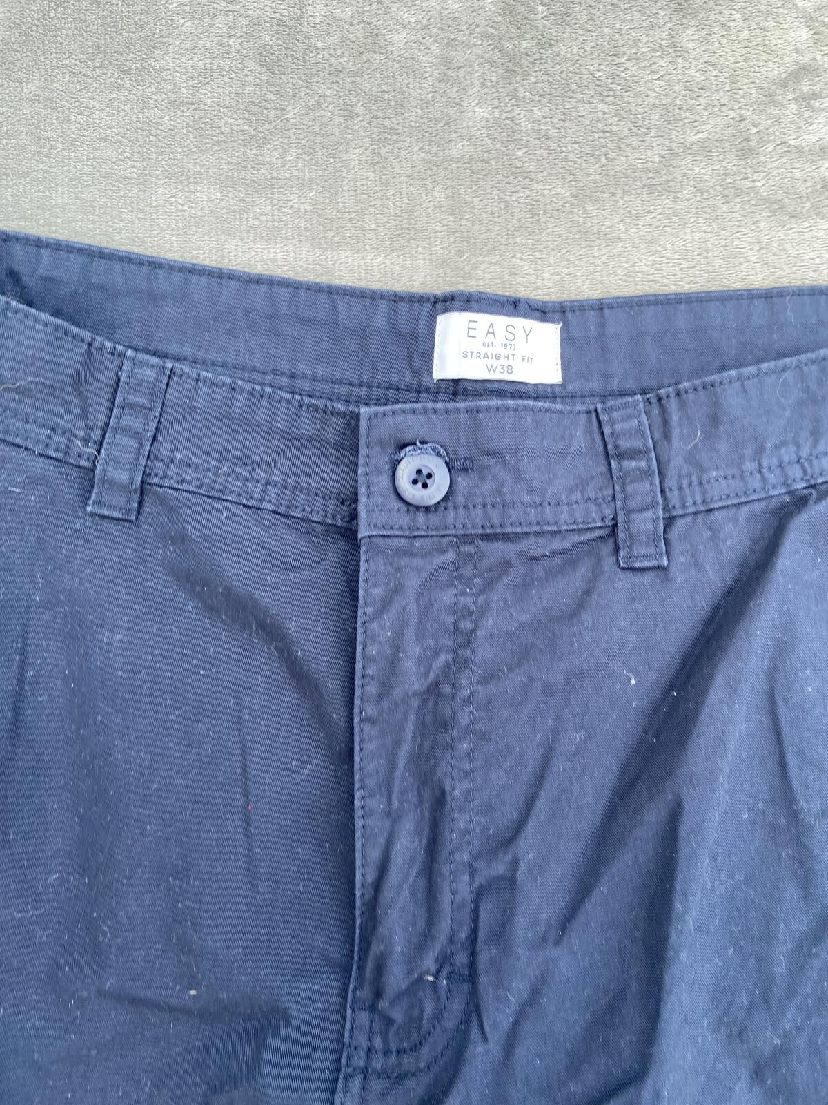 Matalan Easy Men's Navy Blue Cotton Multi-Pocket Cargo Shorts - Size 38"
