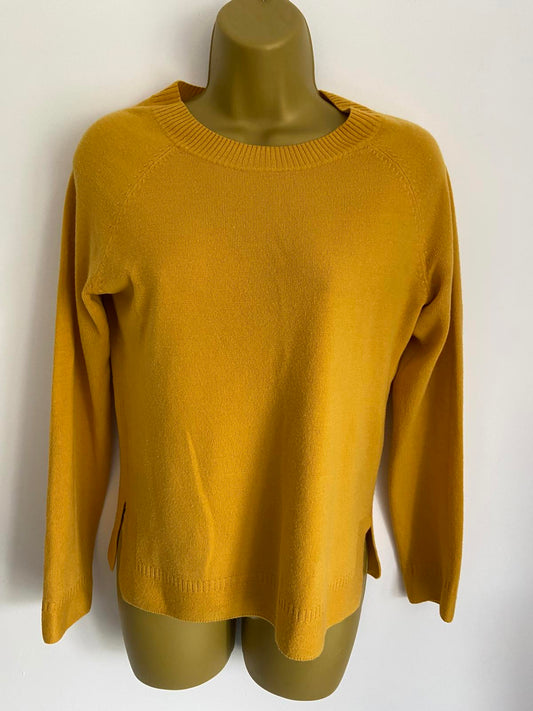 TU Size 8 Mustard Yellow Lightweight Fine Knit Sweater Raglan Sleeve Jumper