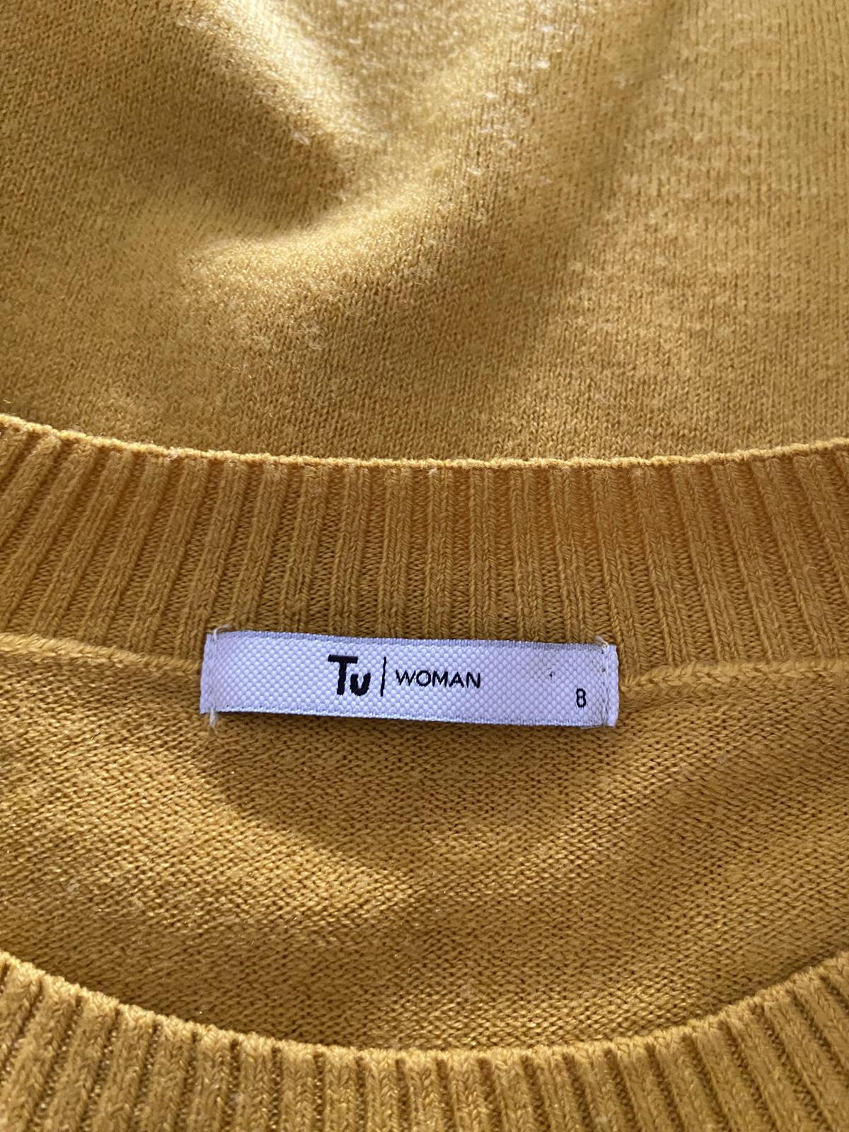 TU Size 8 Mustard Yellow Lightweight Fine Knit Sweater Raglan Sleeve Jumper