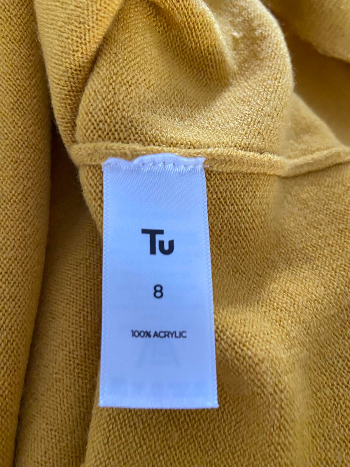 TU Size 8 Mustard Yellow Lightweight Fine Knit Sweater Raglan Sleeve Jumper