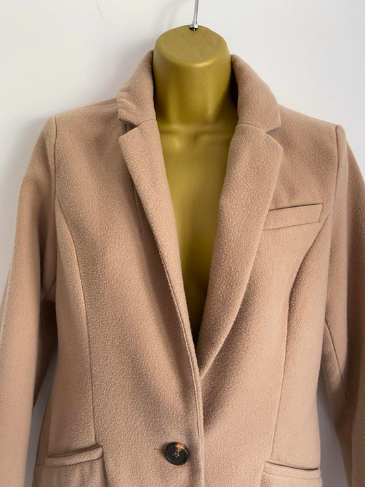 Atmosphere Size 8 Beige Tan Single Breasted Tailored Coat Smart Formal Jacket