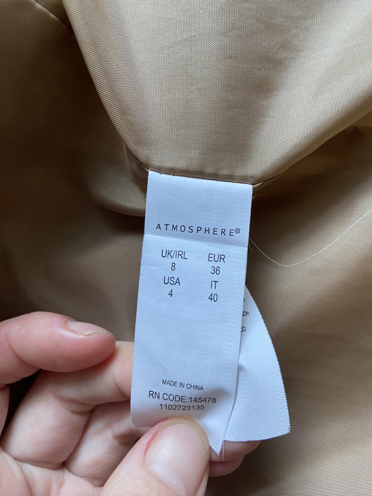 Atmosphere Size 8 Beige Tan Single Breasted Tailored Coat Smart Formal Jacket